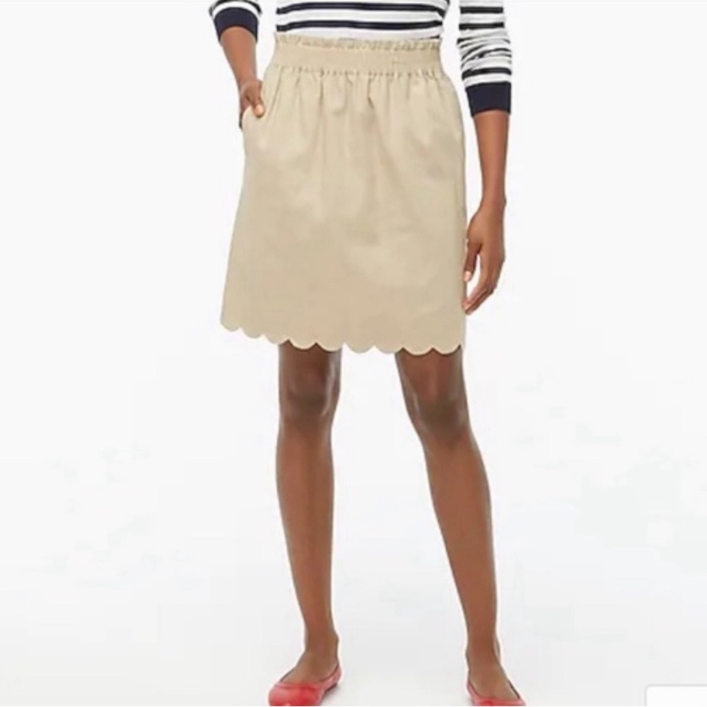 J. Crew Scalloped linen-cotton skirt